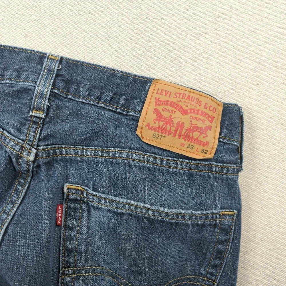 Levis Jeans Mens 33x32 Blue 527 Boot Cut Western Cowboy Faded
